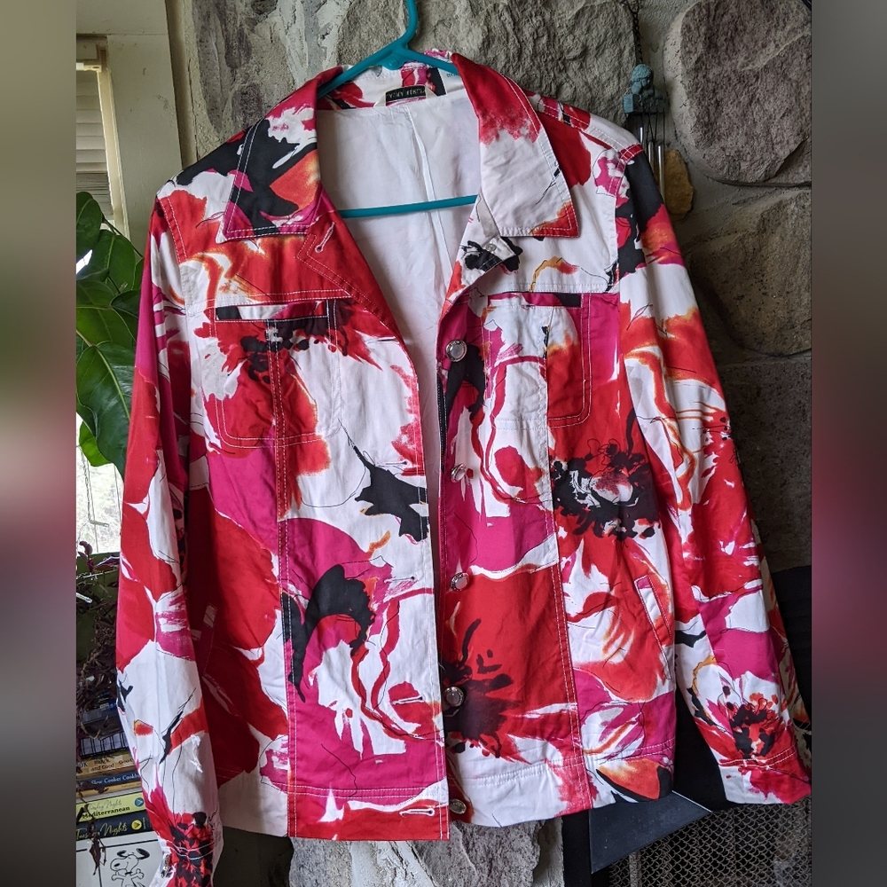 Laura Ashley Floral Red and White Jacket